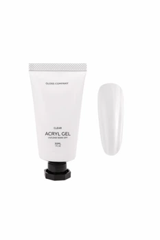 Акрил-гель для наращивания ногтей GLOSS Acryl Gel Clear прозрачный, в тюбике 30 мл