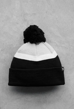 Шапка Staff black & white & gray pompon One Size