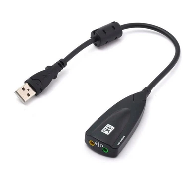 Звукова карта USB AUX jack, 2*TRS (Mic + Ear) Virtual 7.1 Channel, C-Media, кабель 25 см, чорна