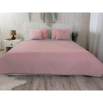 Покрывало Руно велюр 220x240см (330.55_Pink and Grey ромб)