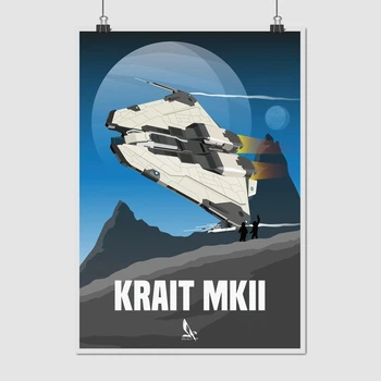 Постер Элита, Elite: Dangerous, Krait MK2, постер для геймера, космический корабль, sci-fi, A3 42×30 см (id3327)