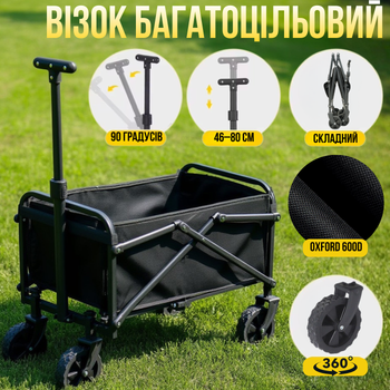 Тележка складная для перевозки вещей и продуктов объём 48 л,многоцелевая для магазина,кемпинга,транспортировки и хранения ERK-505