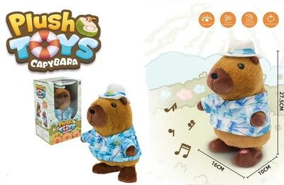 М'яка інтерактивна іграшка Капібара в капелюсі Plush Toys 27см ходить, співає та повторює голос C1141