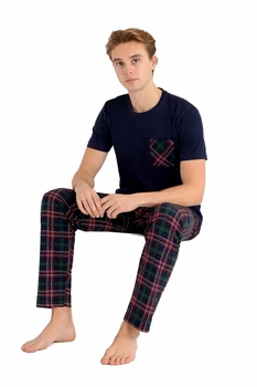 Піжама чоловіча Pijama'n XXL бавовняна Темно-синій 3в1 футболка шорти штани