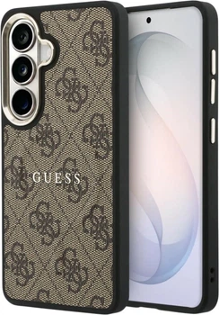 Etui plecki Guess 4G Embossed Ring MagSafe do Samsung Galaxy S26 Brown (3666339613181)