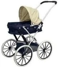 Wózek dla lalek Madej gondola z dużymi kołami Granatowo-beżowy 74 x 66 x 40 cm 48297 (5903631482977)