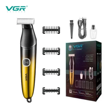 Бритва-триммер для стрижки бороды и усов VGR V-339 GOLD, 4 насадки, IPX7