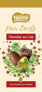 Набір фігур з молочного шоколаду Nestle Міні-яйця з начинкою з пастою з лісових горіхів 153 г (8000300418750​)