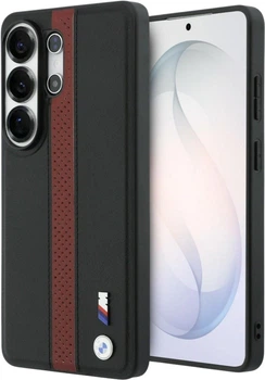 Etui BMW Perforated Stripe Logo MagSafe do Samsung Galaxy S26 Ultra Black/Red (BMHMS26L25PCPSKR)