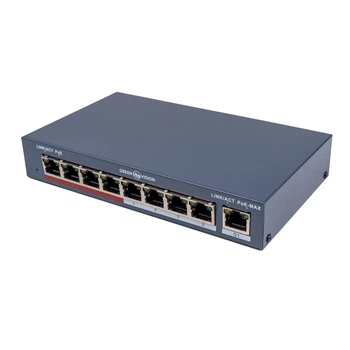 Коммутатор GreenVision GV-018-AI-8+1PG 8FE PoE 1GE Uplink неуправляемый Black (GV-018-AI-8+1PG)