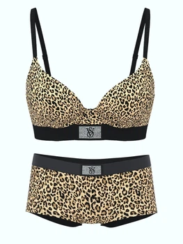 Комплект белья Victoria's Secret бюстгальтер и трусики шортики 1159864101 (Леопардовый 34D/M)