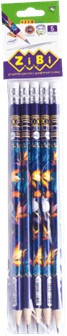 Олівець графітовий ZiBi 2313-5 HB EXOTIC з гумкою, в блістері 5шт. /ZB.2313-5/