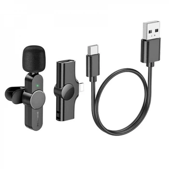 Беспроводной петличный микрофон для телефона Borofone BFK12 Lightning/Type-C