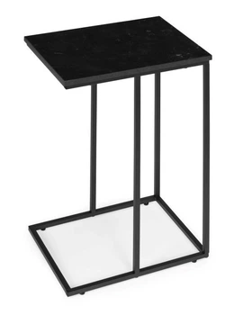 Приставний столик ModernHome by Multistore для ноутбука журнальний у формі літери C Чорний мармур (5905817005543)