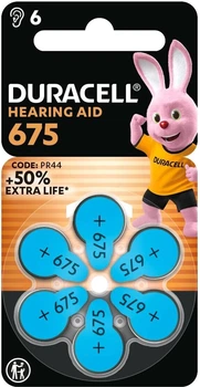 Батарейки для слуховых аппаратов Duracell Hearing Aid 675 6 шт (5000394167292)
