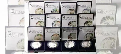 Камерун 500 франків КФА 2010 Знаки зодіаку лот 12 срібних монет