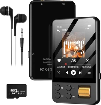 MP3 Плеер 128GB Bluetooth 5.4 с Наушниками, 2.4" Тачскрин, MP4, FM Радио, Диктофон, Е-Книга