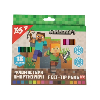 Фломастери Yes Minecraft 18 кольорів амортизуючі 650584