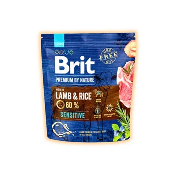 Сухой корм Brit Premium с ягненком для взрослых собак всех пород с чувствительным пищеварением, 1 кг