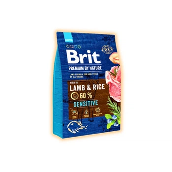 Сухой корм Brit Premium с ягненком для взрослых собак всех пород с чувствительным пищеварением, 3 кг