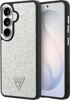 Etui plecki Guess Fixed Glitter Triangle MagSafe do Samsung Galaxy S26 Plus Silver (3666339613556)