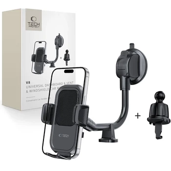 Автодержатель Tech-Protect V8 Universal Long Arm Dashboard & Windshield Car Mount Black (5906302360918)