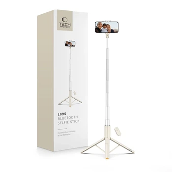 Универсальный штатив Tech-Protect Bluetooth Selfie Stick Tripod Beige (5906302330874)