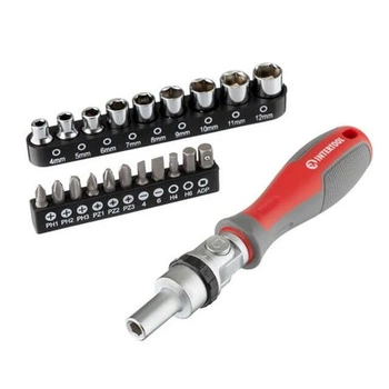 Викрутка реверсивна з карданом і насадками 21 од INTERTOOL VT-3360