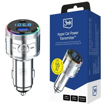Автомобильное зарядное устройство 3mk Hyper Car Power Transmitter QC | PD 48W USB-C/USB-A Silver (5903108636247)