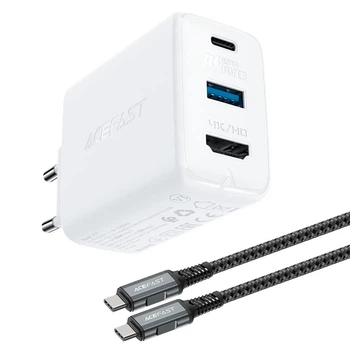 Сетевое зарядное устройство Acefast A17 65W USB-C | USB-A | HDMI with USB-C to USB-C Cable White (A17 white)