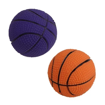 Игрушка Eastland для собак Мяч баскетбольный с пищалкой виниловый оранжевый/фиолетовый 7 см 6970115700451