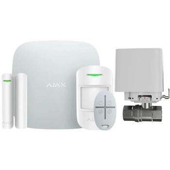 Комплект сигнализации и защиты от потопа Ajax StarterKit 2 + WaterStop 3/4" (White)