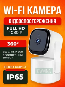 Умная Wi-Fi IP-камера видеонаблюдения 360° Full HD 1080p, поворотная без слепых зон, ночное видение для дома и квартиры