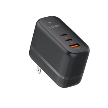 Сетевое зарядное устройство LDNIO Q366 1 x USB/2 x Type-C, технология GaN, PD3.0 65W/QC4.0 с Type C-Type C кабелем Черный