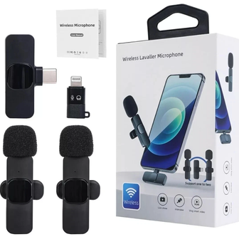 Беспроводной петличный микрофон для iPhone Lavalier Mini Wireless Mic для записи видео и звука