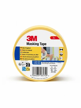 Малярная лента (креппанд) 3M Masking Tape набор 3 шт (19 мм + 38 мм + 50 мм × 50 м), желтая