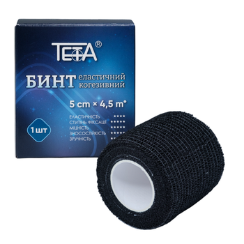 Бинт когезивный Teta® эластичный, чёрний 5cm * 4,5m