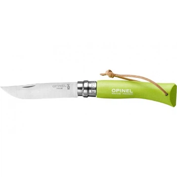 Складной нож 80 мм 55-57 HRC Opinel No7 Inox Trekking (002207) с шнуром, из нержавеющей стали, светло-зеленый