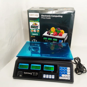 Весы торговые со счетчиком цены и платформой Rainberg RB-302 до 50 кг