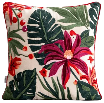 Наволочка Homla Sonal  з вишитим тропічним візерунком 45x45 см (5906496768958)