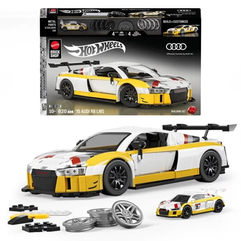 Колекційна машинка-конструктор Mattel Brick Shop Hot Wheels ’15 Audi R8 Lms 820 деталей JFT18 (0194735304813)