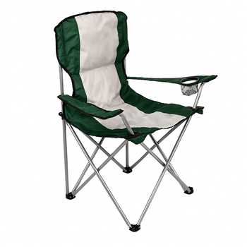 Кресло раскладное "Директор" Зелено-белое 53х80х90 см с сеткой для напитков и чехлом (MH-3079L)