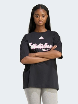 Футболка хлопковая длинная женская Adidas House Of Tiro Graphic T-Shirt KB7170 XS Black (4068814082809)