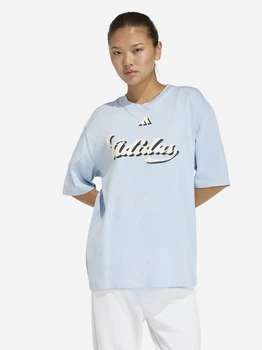 Футболка бавовняна довга жіноча Adidas House Of Tiro Graphic T-Shirt KB7171 M Glow Blue (4068814242531)