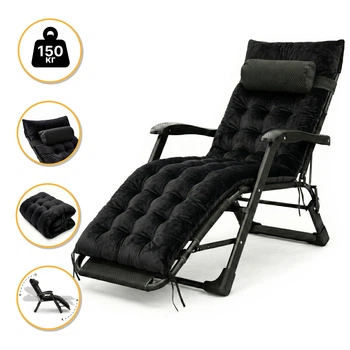 Кресло-кровать трансформер до 150 кг с бархатным матрасом LEOBRO Black (LB-FCB-G4-BLK)