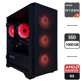 Сборка под заказ: игровой ПК Montech Air 100 ARGB Tower / AMD Ryzen 5 7500F (6 (12) ядер по 3.7 - 5.0 GHz) / 16 GB DDR5 / 1000 GB SSD M.2 / AMD Radeon RX 6800, 16 GB GDDR6, 256-bit / 750W б/у