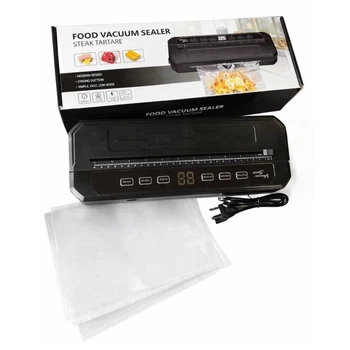 Вакуумный упаковщик для пищевых продуктов Food Vacuum Sealer с резаком и пакетами, черный