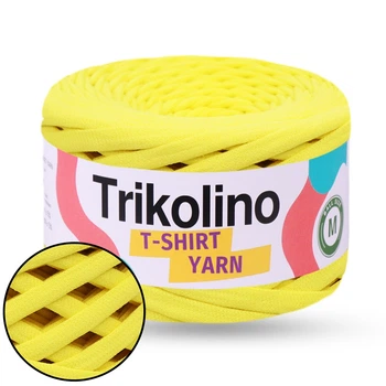 Трикотажная пряжа Trikolino 7-9mm M, Желтый, 60м, для вязания корзин, ковриков, сумок, косметичек, Триколино