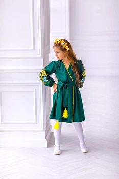 Вишита сукня для дівчинки Trend Яскрава 140 Зелений (SOLSUD2214)
