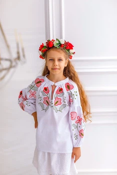 Вишиванка для дівчинки Trend Тюльпанчики 158 Білий (SOLD2226)